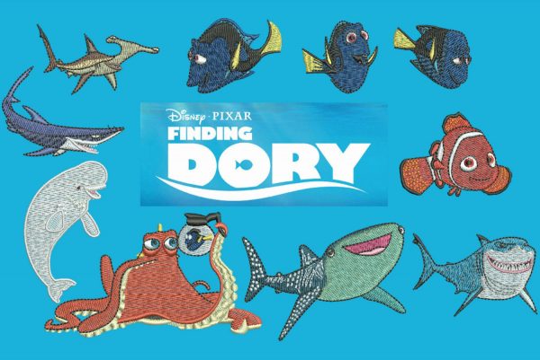 50% off - Finding Dory - sequel to the famous Finding Nemo - Machine Embroidery Designs for 4in hoop with resizeable files.