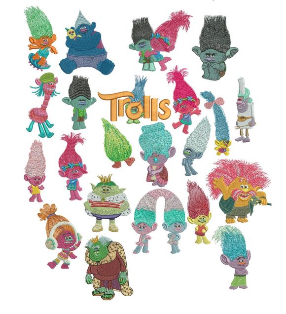 Trolls - Machine Embroidery Designs - 22 characters | Indian Digitizer ...