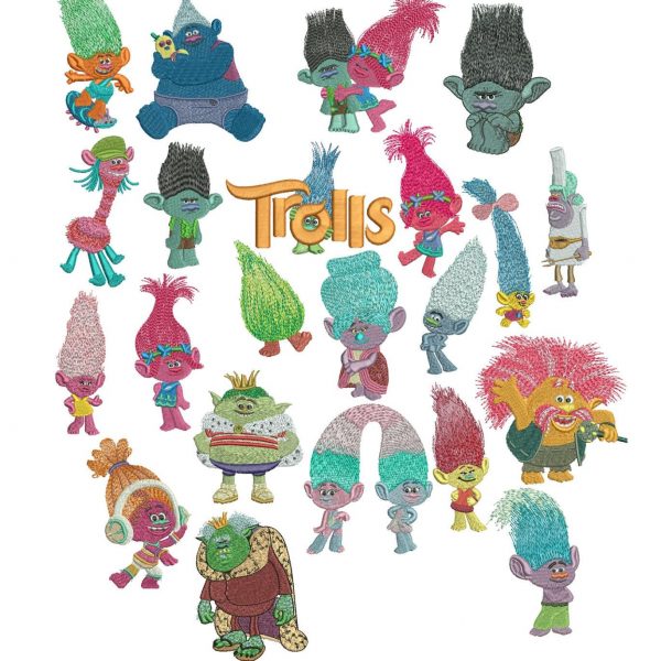 Trolls - Machine Embroidery Designs - 22 characters | Indian Digitizer ...