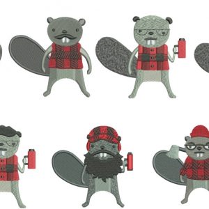 75% off on Burly Beavers - 4in x 4in hoop machine embroidery designs of these cute beavers.