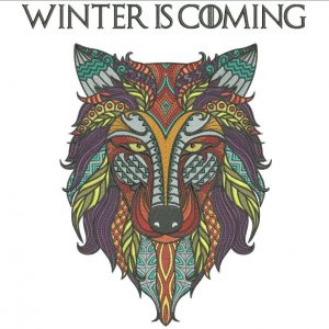 75% off on Zentangle Wolf Design - Winter is Coming - Game of Thrones - 10in tall for machine embroidery - Embroider on Jackets or Frame it.