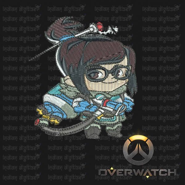 Overwatch Embroidery Designs - Mei individual character for 4x4in hoop - resizable with freely downloadable software.