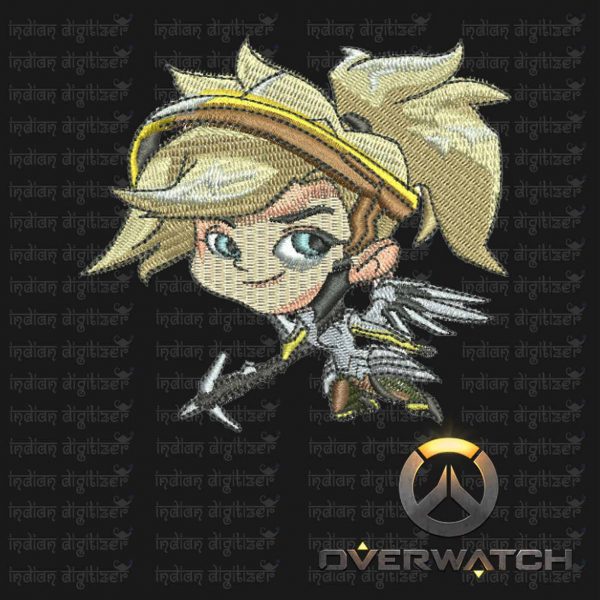 Overwatch Embroidery Designs - Mercy individual character for 4x4in hoop - resizable with freely downloadable software.