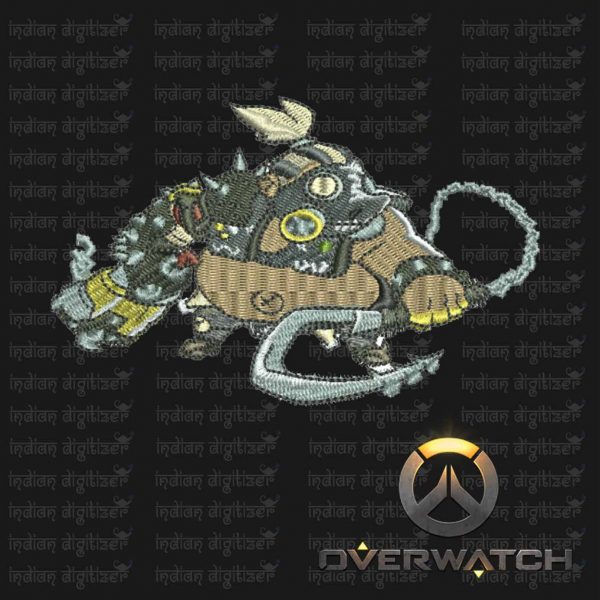 Overwatch Embroidery Designs - Roadhog individual character for 4x4in hoop - resizable with freely downloadable software.