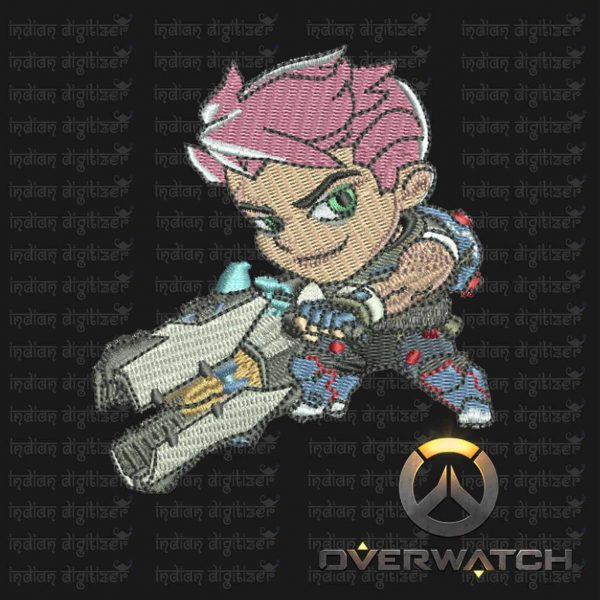 Overwatch Embroidery Designs - Zarya individual character for 4x4in hoop - resizable with freely downloadable software.